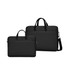 A black sling laptop bag set, featuring a padded compartment and dual handles, with one bag being smaller than the other.