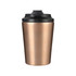 A drink bottle featuring a spray-painted metallic bronze finish with a black lid and a logo.
