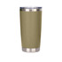 A drink bottle featuring a recycled stainless steel double wall design in olive green with a metal rim and lid.