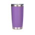 A drink bottle featuring a purple exterior and a stainless steel double wall, complete with a clear lid.