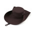 A wide-brim sun hat in brown, featuring a sturdy crown and a wide, flared brim, with a logo present.