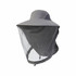 A grey mosquito mesh hat featuring a wide brim and a mesh neck cover for protection against insects.