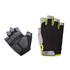 Anti-slip bike gloves in black, grey, and bright green, featuring padded palm and a logo on the side.