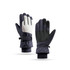 Ski gloves in navy blue and white with a textured grip, featuring adjustable wrist straps and a soft lining.