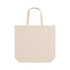 A light beige tote bag with short handles and a gusset, featuring a simple design and an unbranded appearance.
