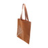A brown cork tote bag with a tree design and double shoulder straps, featuring a logo on one side.