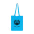A light blue cotton bag with long handles and a logo on the front. A light blue cotton bag with long handles and a logo on the front.