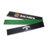 A set of moulded PVC bar runners in black and green, featuring logos on each mat.