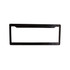 A black plastic licence plate frame with an opening for a licence plate and a simple design.