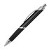 A black ballpoint pen with a sleek silver clip and detailing, featuring a glossy finish. It has a logo on the barrel.