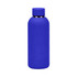 A drink bottle in vibrant blue, made of insulated stainless steel, featuring a smooth, matte finish and a lid.