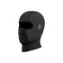 A black breathable balaclava cycling face mask with a textured design and a logo on the side.