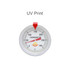 A stainless steel deep fry thermometer with a red indicator and a dial measuring temperatures in Celsius.
