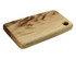 A wooden cheese board with a smooth surface and a small hole for hanging, featuring natural grain patterns.