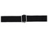 A black webbing strap with a silver buckle, suitable for various fastening purposes.