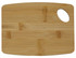A bamboo cheese board with a curved handle, featuring a smooth, natural finish.