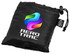 A black drawstring pouch featuring a colourful logo, designed for the Work-out rPET Towel.