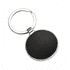 A round keychain with a silver ring and a black, smooth surface. No visible branding is present.