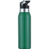 A drink bottle in a vibrant green hue with a silver and black spout and a sleek design.