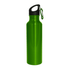 A drink bottle in a bright green finish, featuring a black lid and a carabiner for easy attachment.