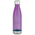 A drink bottle featuring a purple body and a silver cap, with a blue base and a logo.