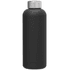 A drink bottle in matte black with a silver cap and a sleek, cylindrical design.