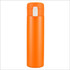 A drink bottle in bright orange with a white flip-top lid and a smooth, glossy finish, featuring a logo.