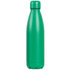 A drink bottle in vibrant green, featuring a sleek design and a cap, with a logo visible on it.