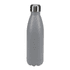 A drink bottle in sleek grey with a stainless steel cap and a smooth, curved design.