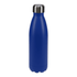A drink bottle in a vibrant blue colour with a stainless steel cap and a smooth, streamlined design.