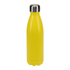 A drink bottle in bright yellow with a stainless steel cap, featuring a sleek, contoured design.