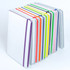 A stack of colourful notebooks in various hues, featuring a mix of white, neon, and pastel covers.