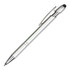 A silver aluminium pen with a textured grip and chrome accents, featuring a clip for easy attachment.