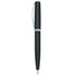 A black metal ball pen with a textured grip and a chrome clip. It features a simple design and polished accents.