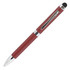 A metal pen in a deep red finish with a silver clip and a stylus tip. It features a branded logo.