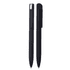 A pair of black metal pens with a sleek design, featuring a clip and a shiny cap. One pen has a contrasting silver tip.