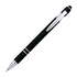 A black stylus pen with silver accents and a built-in touch screen tip. It features a logo on the body.