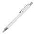 A white metal pen with a shiny chrome clip and trim, featuring a sleek and minimalistic design.