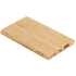 A bamboo powerbank with a sleek design, featuring multiple ports and a subtle branding logo.