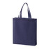 A navy blue non-woven tote bag with dual handles and a simple design, featuring a logo.