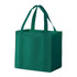 A green non-woven tote bag with sturdy handles and a simple, unbranded design.