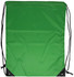 A drawstring backpack in vibrant green with black reinforced corners. Features two black drawstrings for closure.