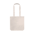 A tote bag in a plain natural colour with two sturdy handles. It has a simple, unembellished design.