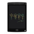 An LCD writing tablet in black, featuring colourful drawings of stick figures on its screen.