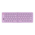 A wireless foldable keyboard in purple with a compact design and a logo on the side.