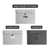 A grey felt laptop bag featuring a flap closure and a wooden button, with options for customisation.