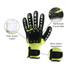 Heavy-duty safety work gloves in black and bright yellow, featuring wrist Velcro adjustment, palm guard, and reinforced thumb web.