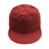 A red giant baseball cap with a flat brim and a structured crown, featuring a logo on the front.