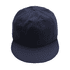 A giant baseball cap in navy blue with a flat brim and a circular crown. It features a logo on the side.
