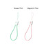 A green and a pink charging phone strap with a logo on each, featuring different print designs.